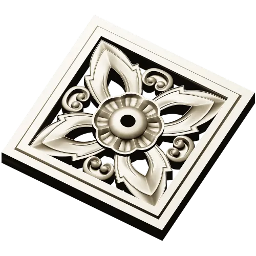 Ornamental Square Rosette STL for CNC