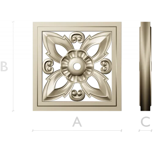 Ornamental Square Rosette STL for CNC