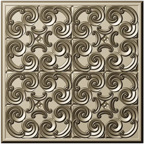 Baroque Spiral Rosette Panel STL 3D Model for CNC