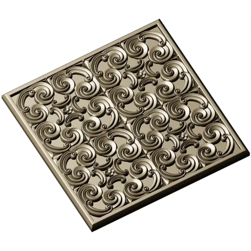 Baroque Spiral Rosette Panel STL 3D Model for CNC