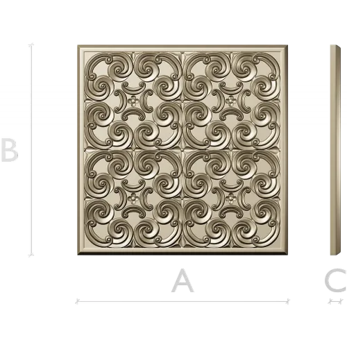 Baroque Spiral Rosette Panel STL 3D Model for CNC