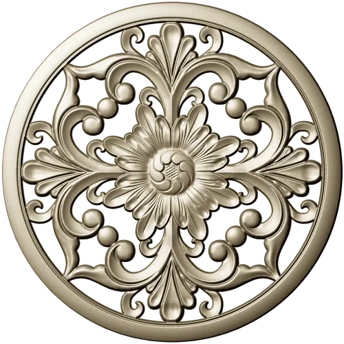 Round Floral Rosette STL model for CNC