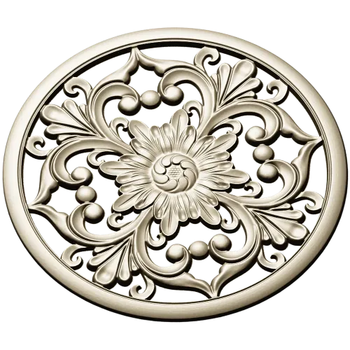 Round Floral Rosette STL model for CNC
