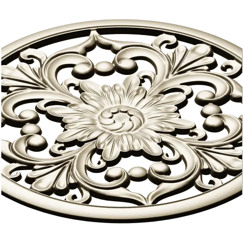 Round Floral Rosette STL model for CNC
