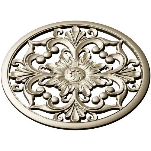 Round Floral Rosette STL model for CNC