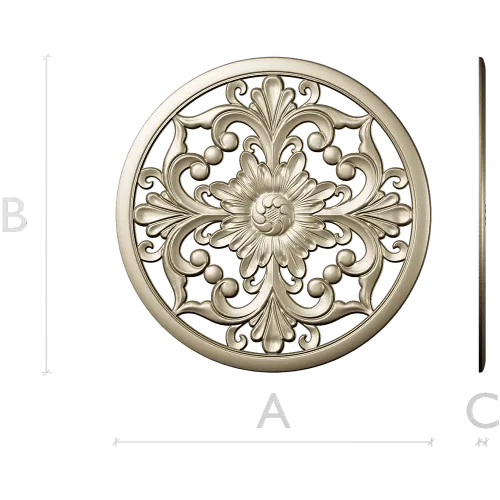 Round Floral Rosette STL model for CNC
