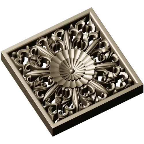 Ornate Square Rosette 3D Model for CNC (STL)