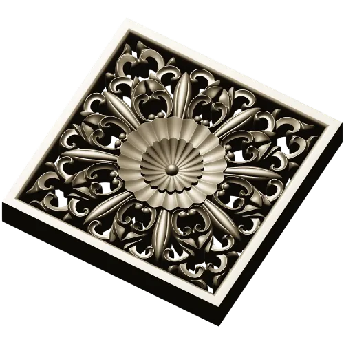 Ornate Square Rosette 3D Model for CNC (STL)