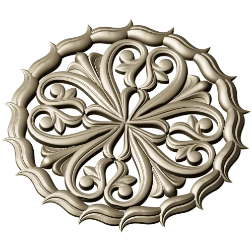 Ornamental Round Rosette - STL 3D Model for CNC Milling