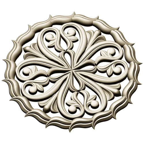 Ornamental Round Rosette - STL 3D Model for CNC Milling