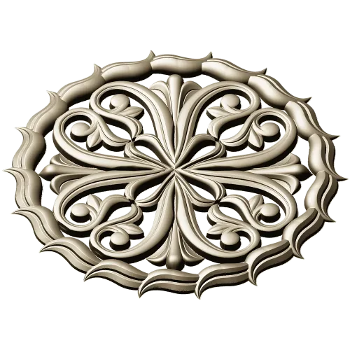 Ornamental Round Rosette - STL 3D Model for CNC Milling
