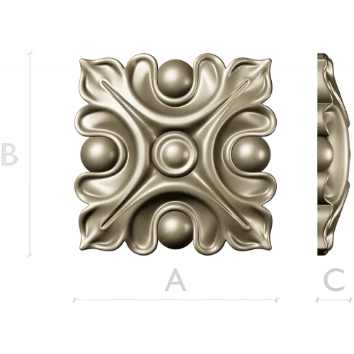 Acanthus Square Rosette STL for CNC Milling