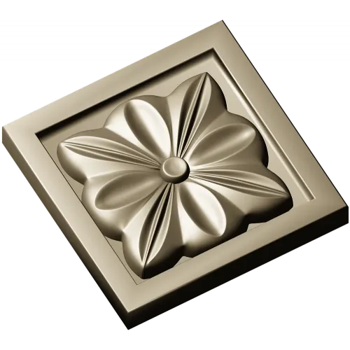 Square Floral Rosette STL for CNC