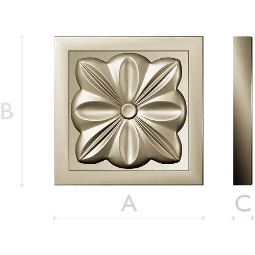 Square Floral Rosette STL for CNC