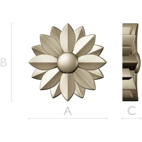 Floral rosette STL 3D model for CNC carving