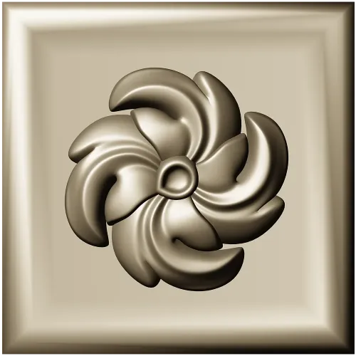 High-Relief Square Floral Rosette STL for CNC Router