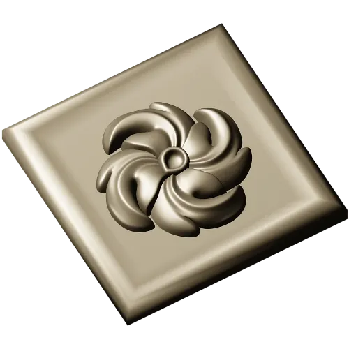 High-Relief Square Floral Rosette STL for CNC Router