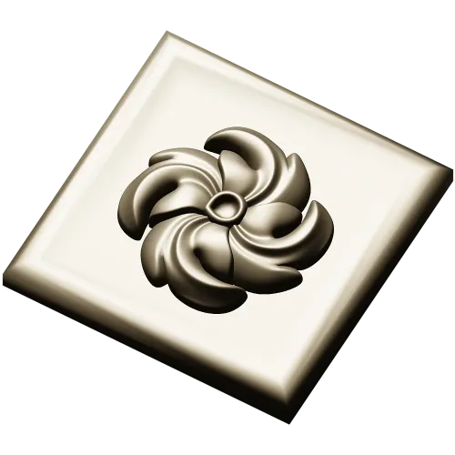 High-Relief Square Floral Rosette STL for CNC Router