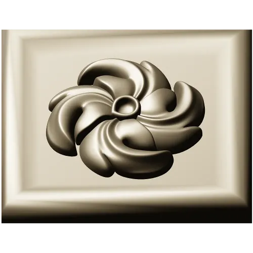 High-Relief Square Floral Rosette STL for CNC Router