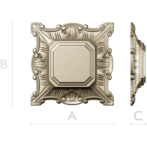 Baroque Shell Rosette - STL 3D model for CNC