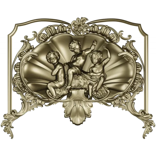 Рельефное панно "Ракушка с играющими путти" - stl модель для ЧПУ