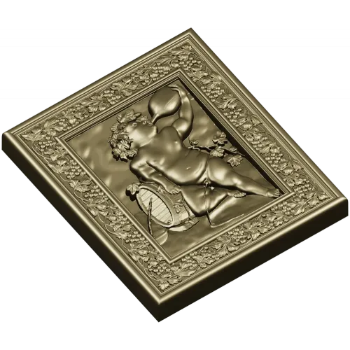 Резное панно "Виноградный путто" - 3D STL для ЧПУ
