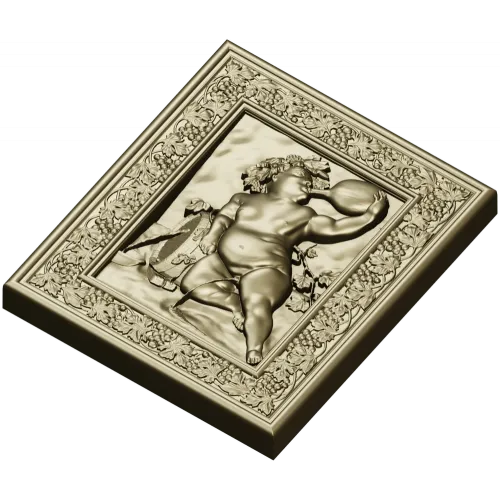 Резное панно "Виноградный путто" - 3D STL для ЧПУ