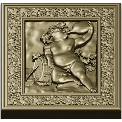 Резное панно "Виноградный путто" - 3D STL для ЧПУ