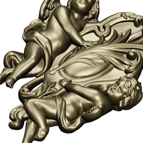 Картуш с ангелами - 3D STL для ЧПУ