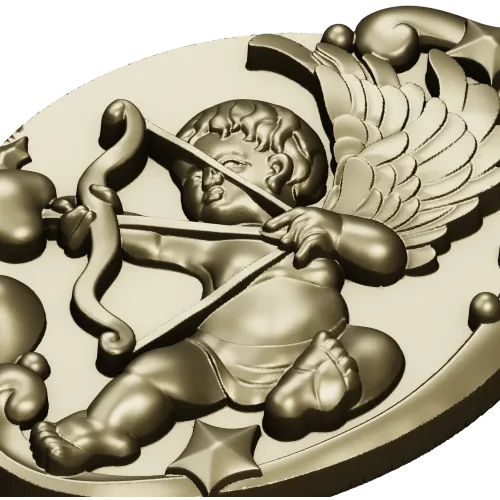 Амур в овальном медальоне - 3D STL модель для ЧПУ
