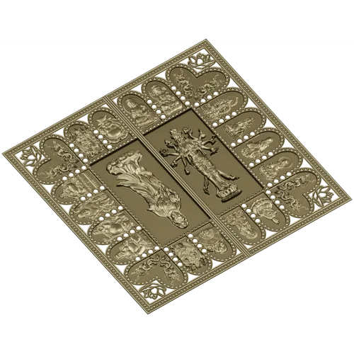 Двупанельное панно с Буддами - 3D модель в формате STL для ЧПУ