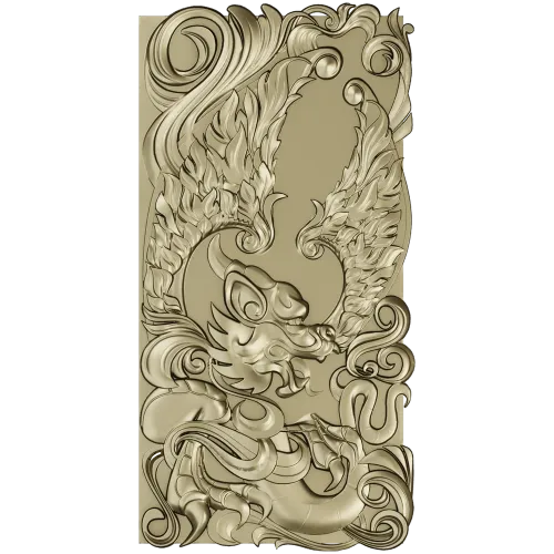 Winged Dragon High-Relief Panel STL