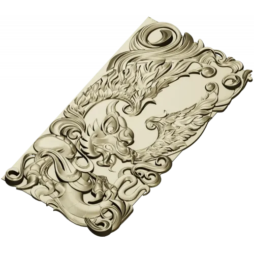 Winged Dragon High-Relief Panel STL