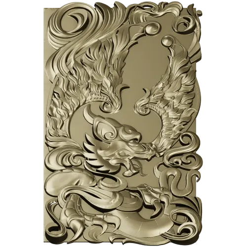 Winged Dragon High-Relief Panel STL