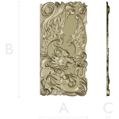 Winged Dragon High-Relief Panel STL