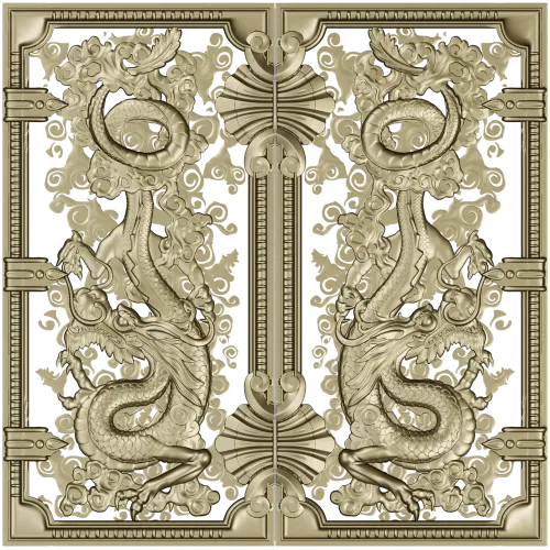 Резная панель "Драконы" - STL для ЧПУ