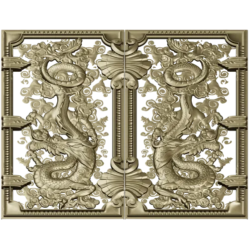 Резная панель "Драконы" - STL для ЧПУ