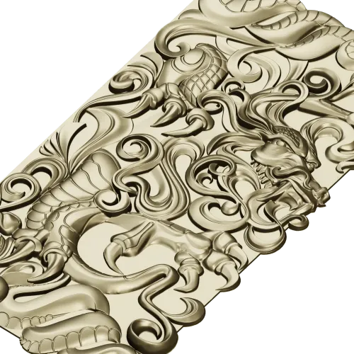High-Relief Dragon Panel STL for CNC