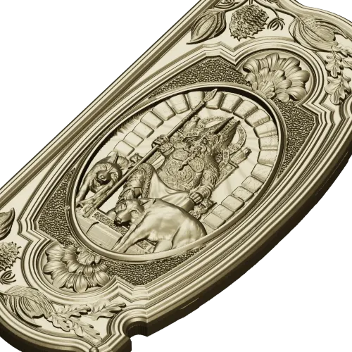 3D модель STL панель "Один" для ЧПУ - барельефный медальон с волками