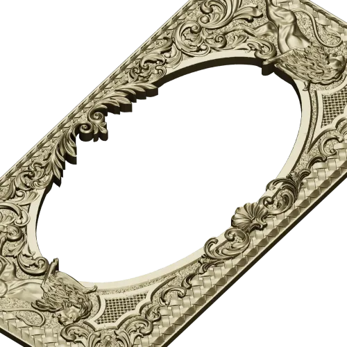 Baroque Griffin Oval Frame STL for CNC Relief
