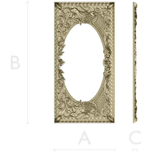 Baroque Griffin Oval Frame STL for CNC Relief