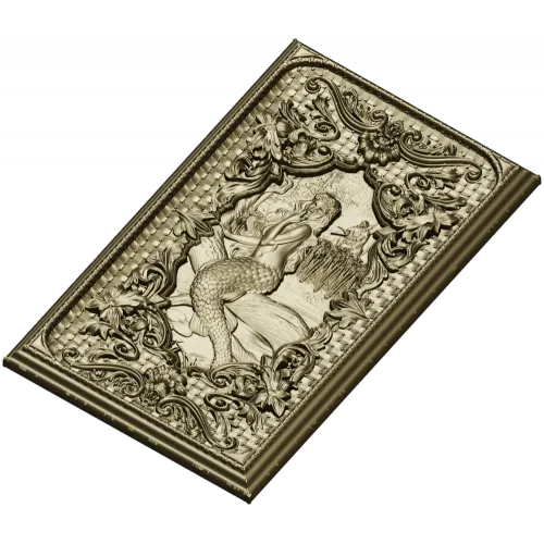 Mermaid Relief Panel STL - High-Relief Decorative Plaque for CNC