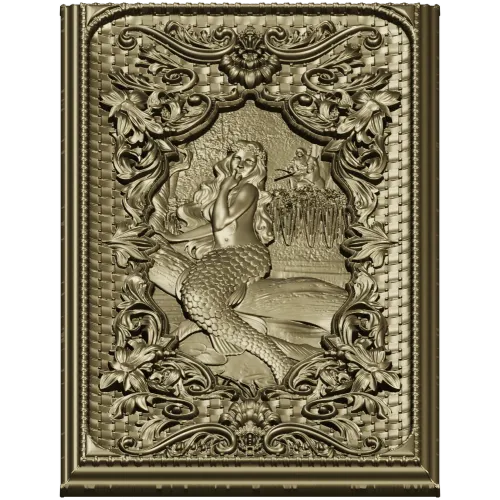 Mermaid Relief Panel STL - High-Relief Decorative Plaque for CNC