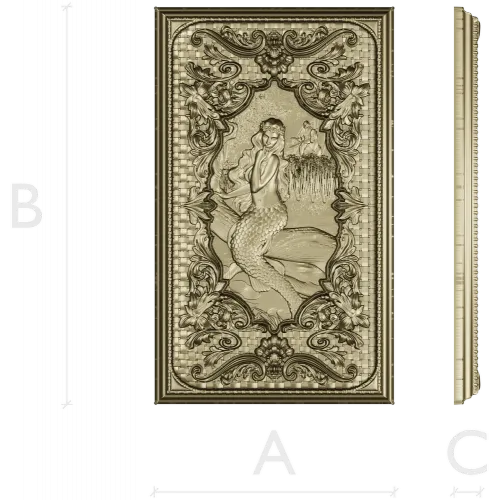 Mermaid Relief Panel STL - High-Relief Decorative Plaque for CNC