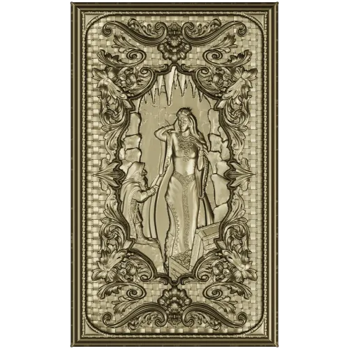 Фрея и гном - барочная 3D панель в формате STL для ЧПУ