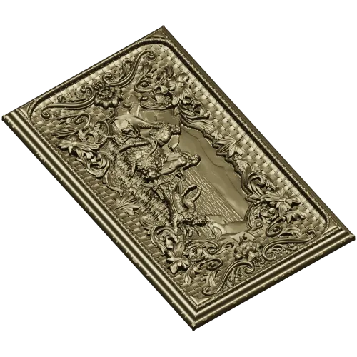 Freya with Sacred Cats - high-relief panel STL for CNC
