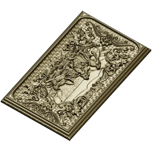 Freya with Sacred Cats - high-relief panel STL for CNC