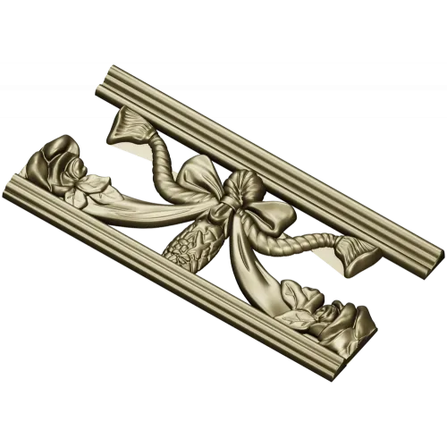Резной багет с бантом и розами - STL для ЧПУ