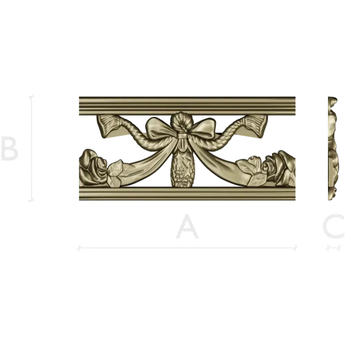 Резной багет с бантом и розами - STL для ЧПУ
