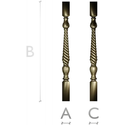 Baroque Rope Baluster STL for CNC milling